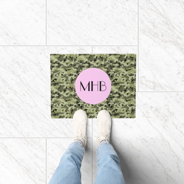 Camouflage Muster, Militärmuster, Monogramm Fußmatte (Indoor)