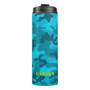 Camouflage Muster Name Sport farbenfroh Blauer Spa Thermosbecher