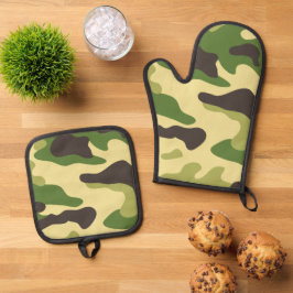 Camouflage Ofenhandschuh & Topflappen-Set