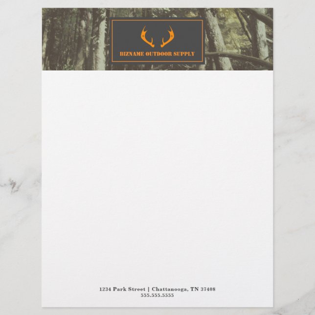 Camouflage Orange Deer Antlers Outdoor Business Briefbogen (Vorderseite)