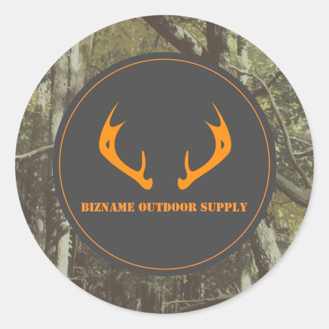 Camouflage Orange Deer Antlers Outdoor Business Runder Aufkleber (Vorderseite)