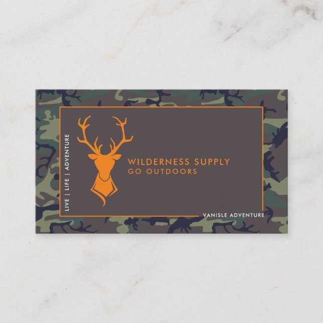 Camouflage Orange Deer Logo Außenwerbung Visitenkarte (Vorderseite)