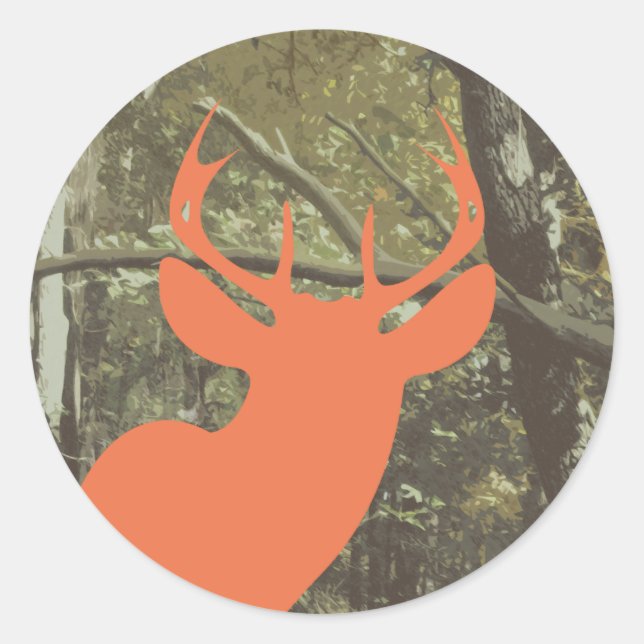 Camouflage + Orange Deer Runder Aufkleber (Vorderseite)
