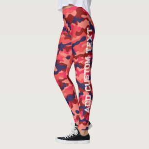 Camouflage Pattern - Blaue Koralle mit Blocktext Leggings