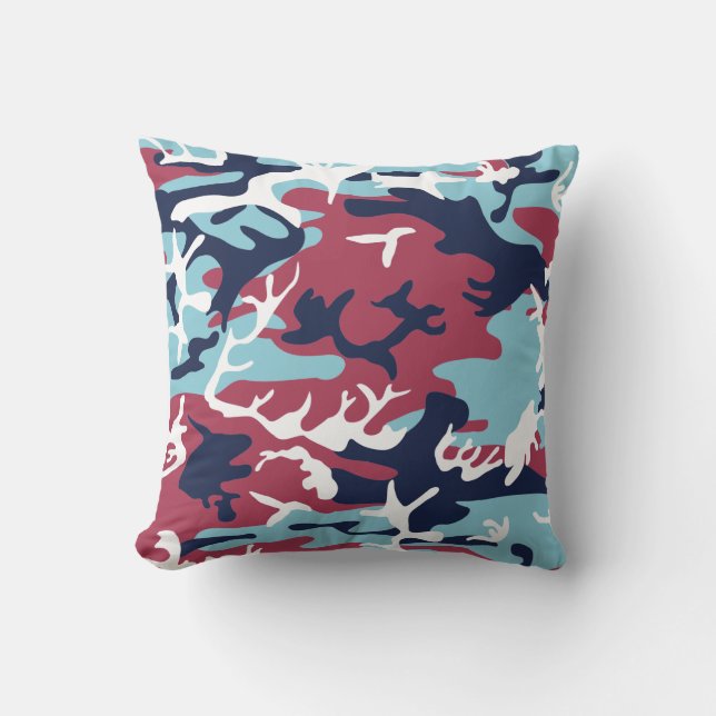 Camouflage Pattern - Burgund Navy White Kissen (Vorderseite)