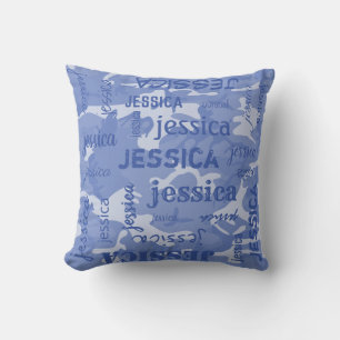 Camouflage Personalisierter Kurzer Name Blau Kissen