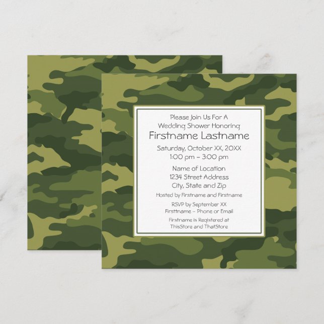 Camouflage Polterabend oder Party Einladung (Vorne/Hinten)