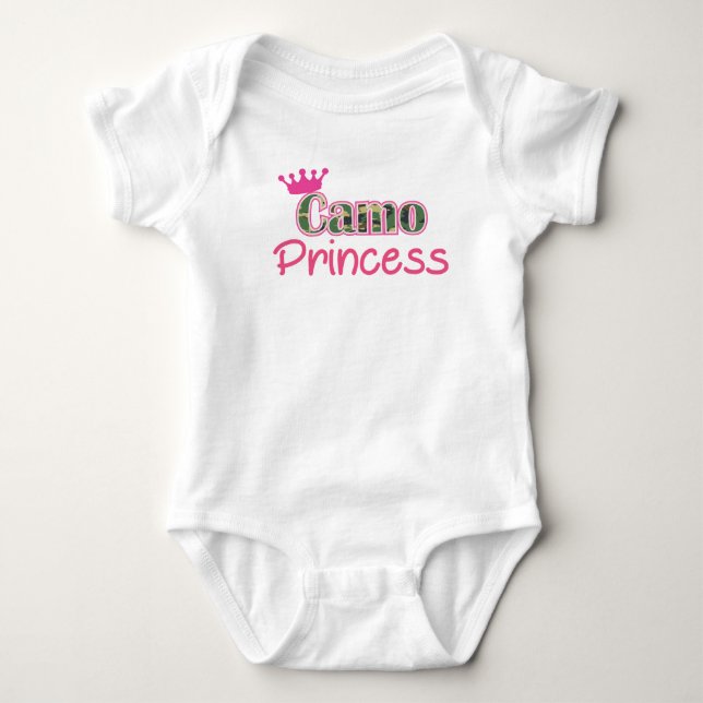 Camouflage Princess Baby Girl Shirt-Romper - Bodys Strampler (Vorderseite)