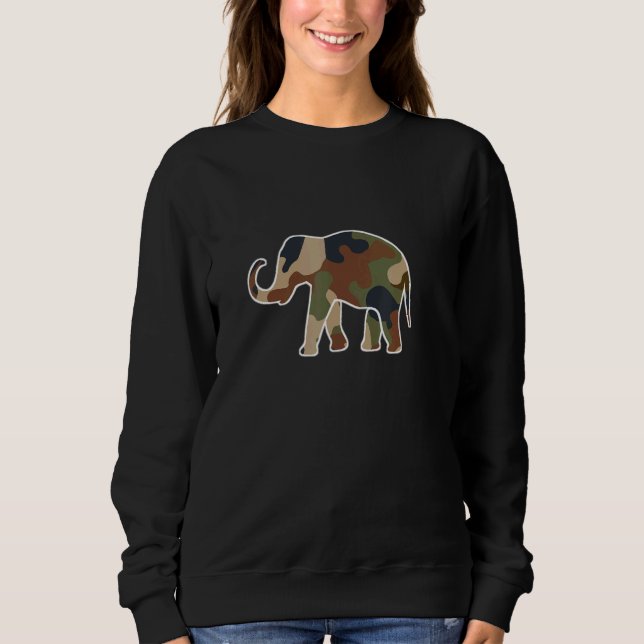 Camouflage Print Elephant Animal Sweatshirt (Vorderseite)