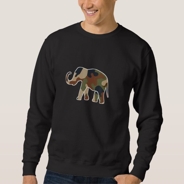Camouflage Print Elephant Animal Sweatshirt (Vorderseite)