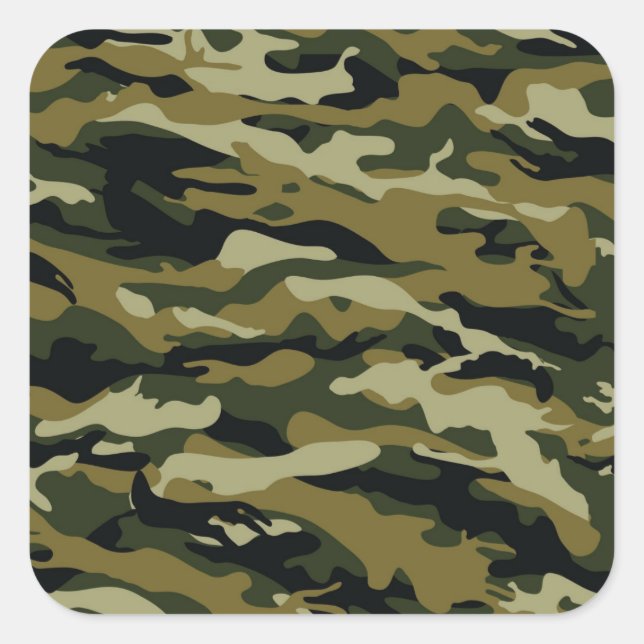 Camouflage Quadratischer Aufkleber (Vorderseite)