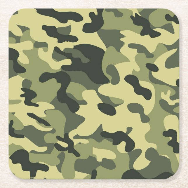 Camouflage Rechteckiger Pappuntersetzer (Vorderseite)