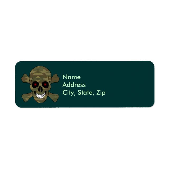 Camouflage Red Eye Skull Crossbones Adressenschild (Vorne)