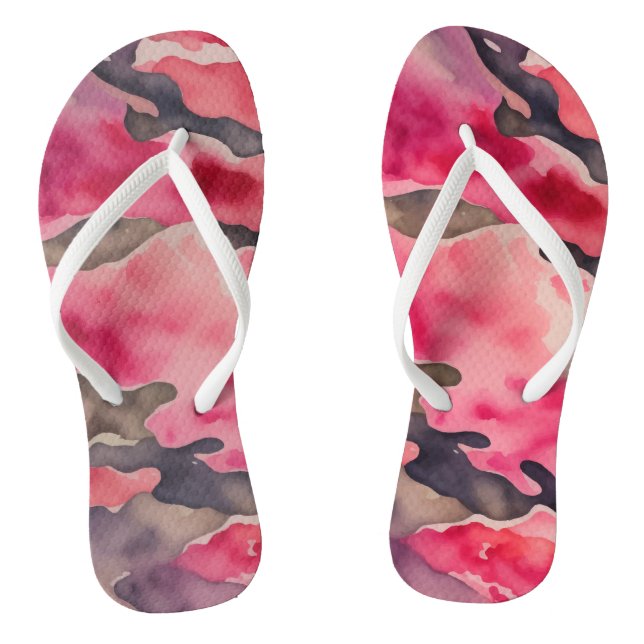 Camouflage rosa Wasserfarbe Flip Flops (Fußbett)