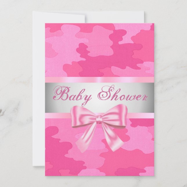 Camouflage rose Bow Baby shower Invitation (Devant)
