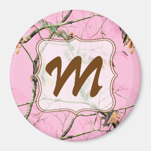 Camouflage rose Chasse Monogramme Aimant initial