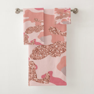 Camouflage Rose Gold Blush Pink Camouflage Arena M Badhandtuch Set