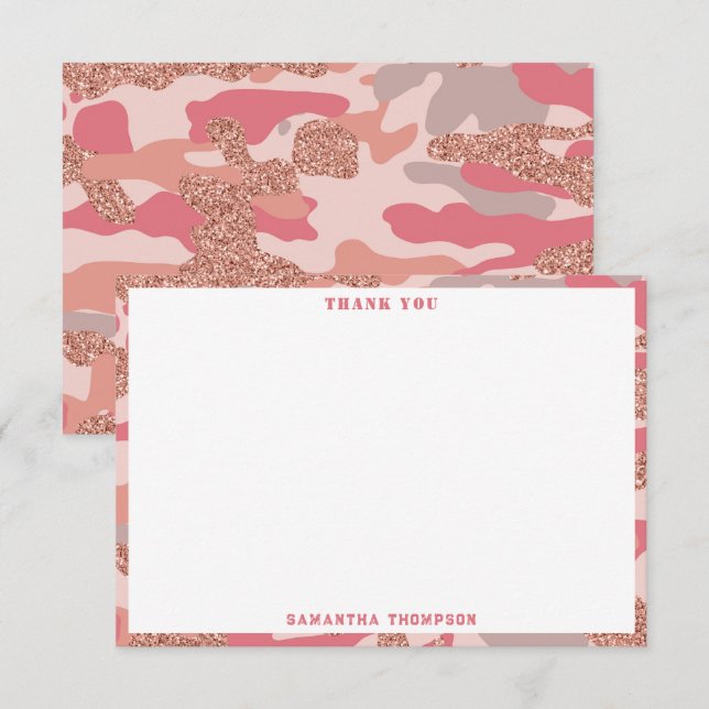 Camouflage Rose Gold Blush Pink Camouflage Arena M Dankeskarte (Vorne/Hinten)