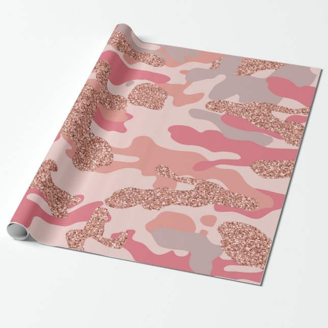 Camouflage Rose Gold Blush Pink Camouflage Arena M Geschenkpapier (Ungerollt)