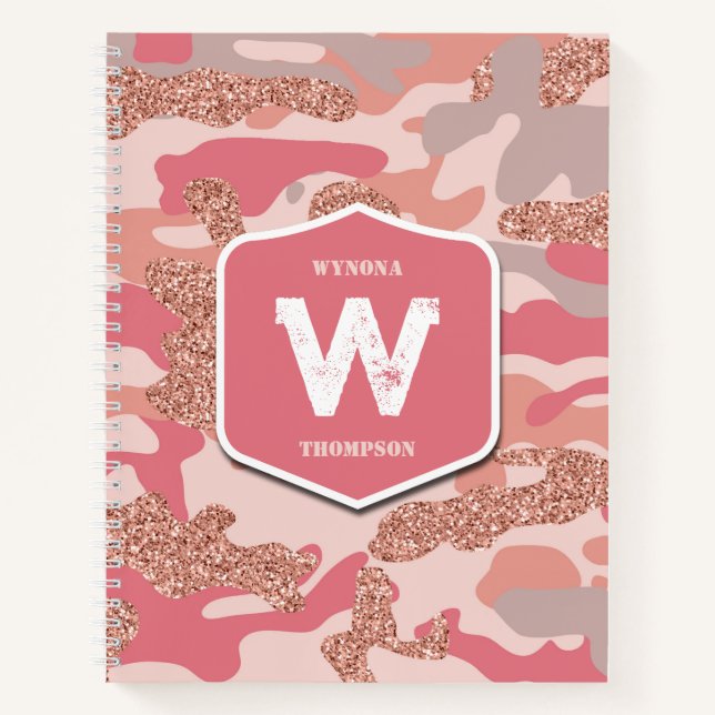 Camouflage Rose Gold Blush Pink Camouflage Arena M Notizbuch (Vorderseite)