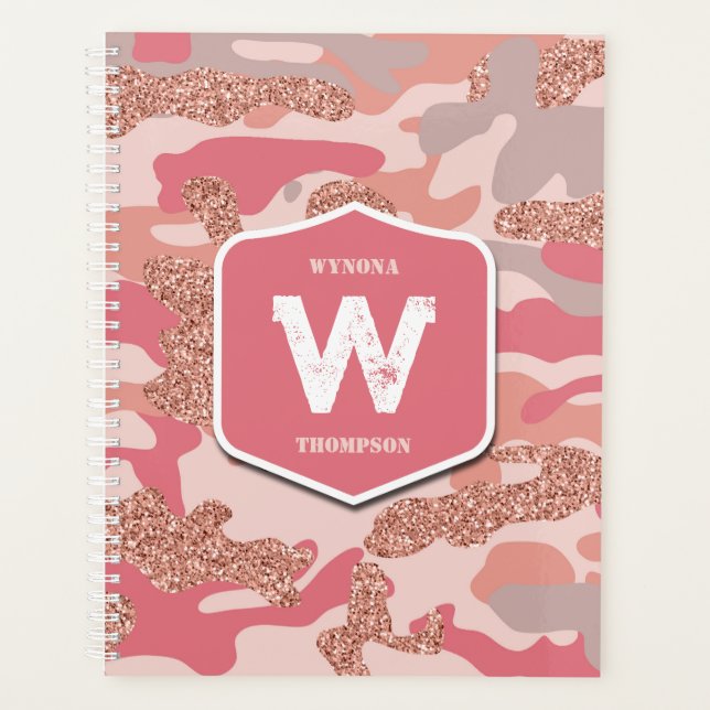 Camouflage Rose Gold Blush Pink Camouflage Arena M Planer (Vorderseite)
