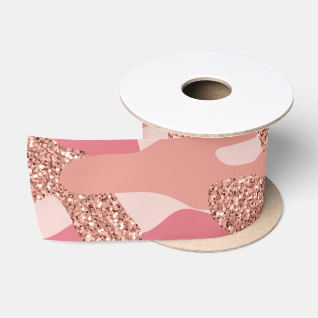 Camouflage Rose Gold Blush Pink Camouflage Arena M Satinband (Spule)