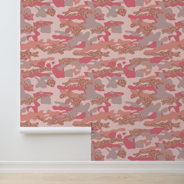Camouflage Rose Gold Blush Pink Camouflage Arena M Tapete (Anwendung)