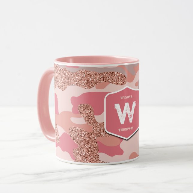 Camouflage Rose Gold Blush Pink Camouflage Arena M Tasse (Vorderseite Links)