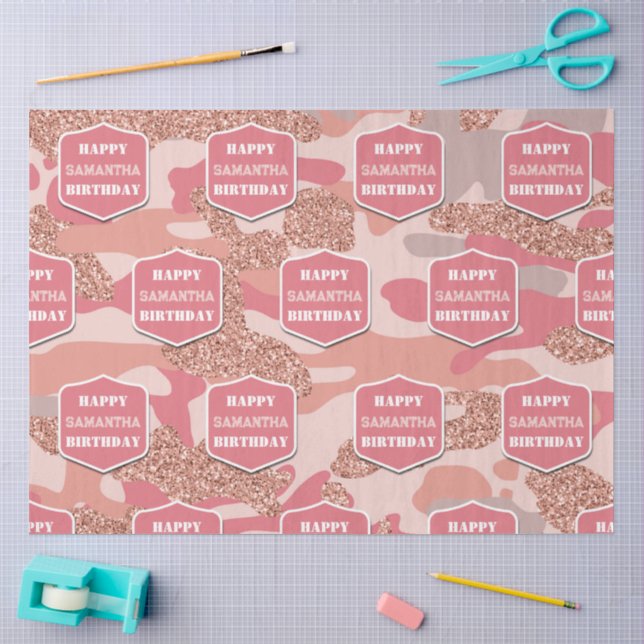 Camouflage Rose Gold Blush Pink Camouflage Geburts Seidenpapier (Basteln)