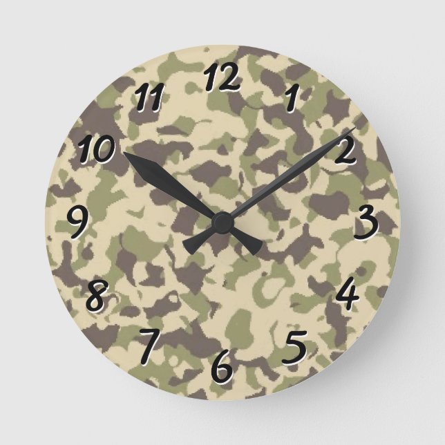 Camouflage Runde Wanduhr (Vorderseite)