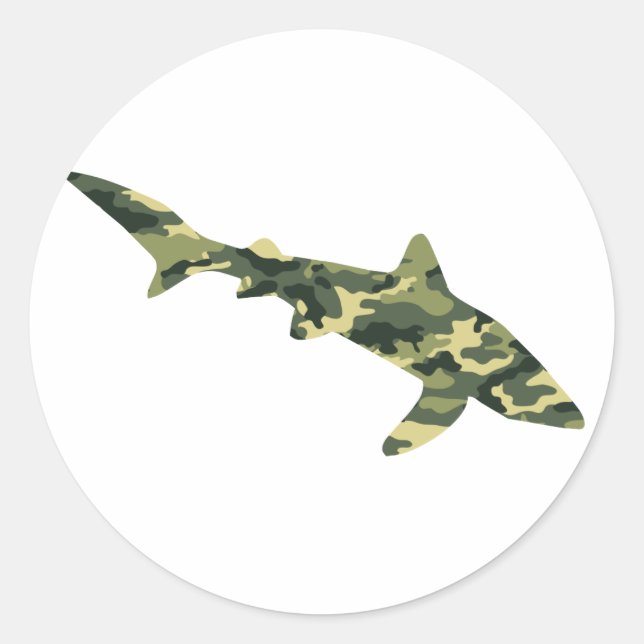 Camouflage Shark Silhouette Runder Aufkleber (Vorderseite)