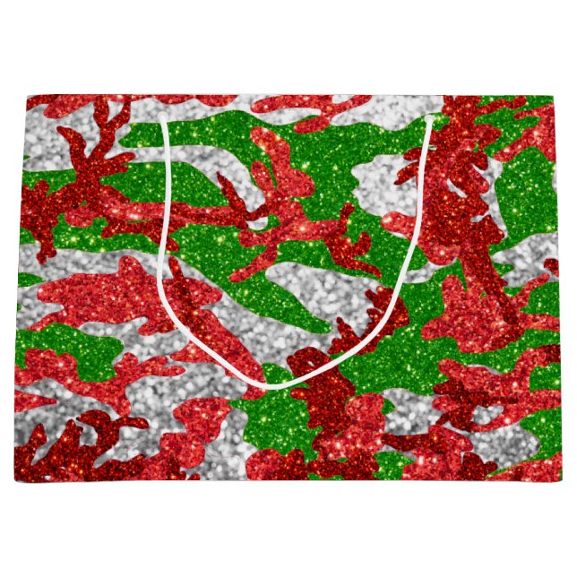 Camouflage Silver Xmas Muster Große Geschenktüte (Vorderseite)