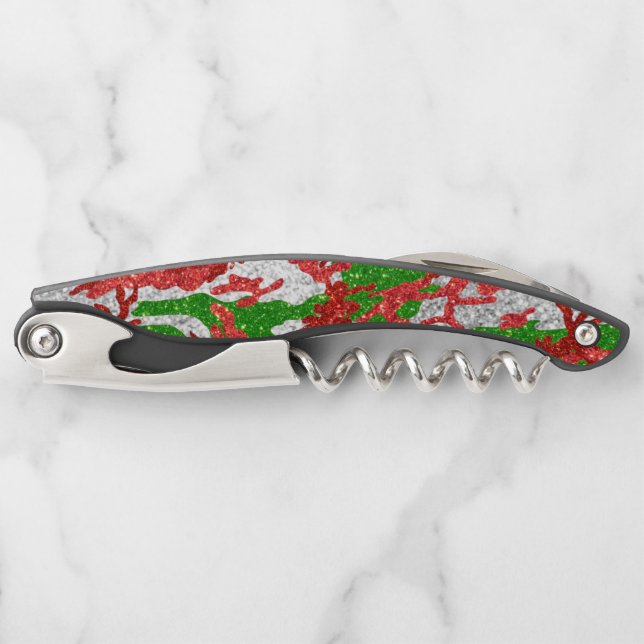 Camouflage Silver Xmas Muster Kellnermesser (Vorderseite)