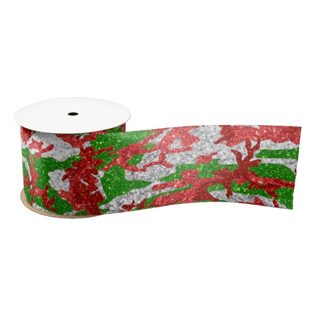 Camouflage Silver Xmas Muster Satinband (Spule)