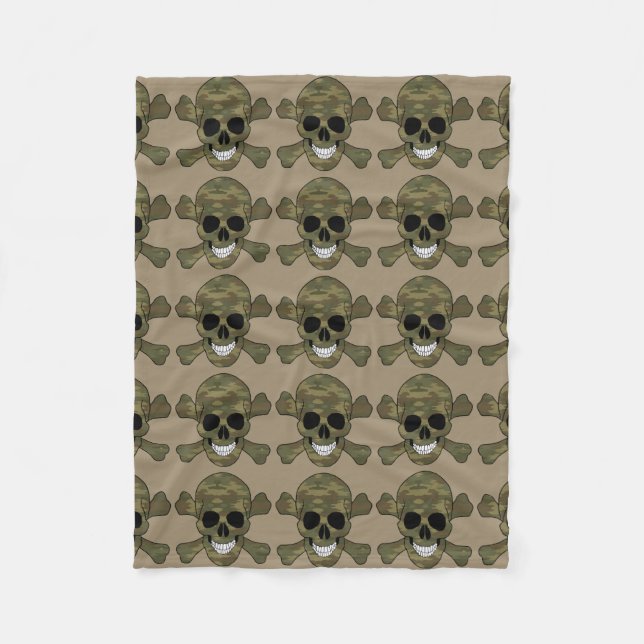 Camouflage Skull und Crossbones Fleece Blankon (Vorderseite)