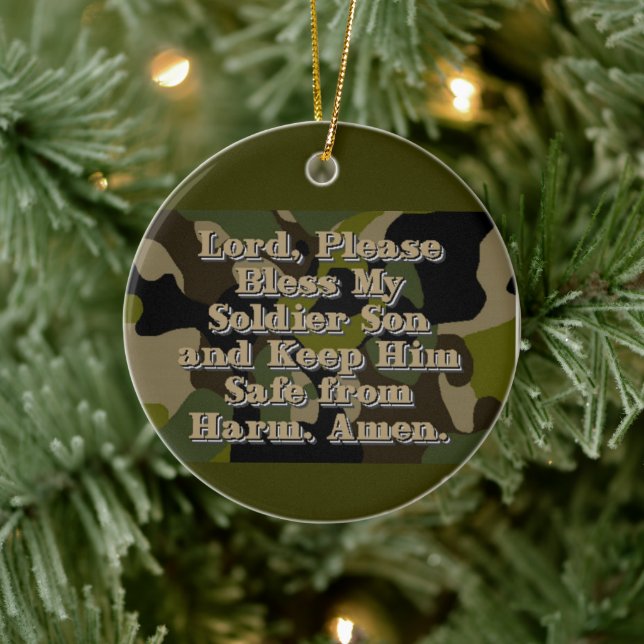 Camouflage Soldier Son Gebet Keramik Ornament (Baum)