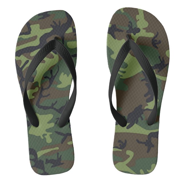 Camouflage Sommer Grünbraune Sandalen Flip Flops  (Fußbett)