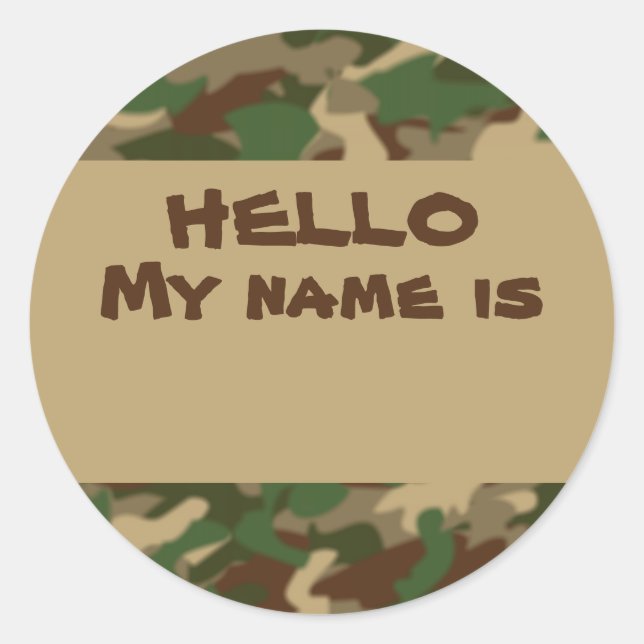 Camouflage Stickers Nametag Bonjour Mon Nom Est (Devant)