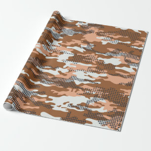 Camouflage Tapete mit Polka Punkte abstrakt Naht Geschenkpapier