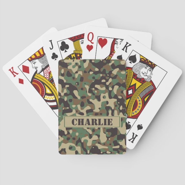 Camouflage Tarnmuster personalisierte Bezeichnung Spielkarten (Rückseite)