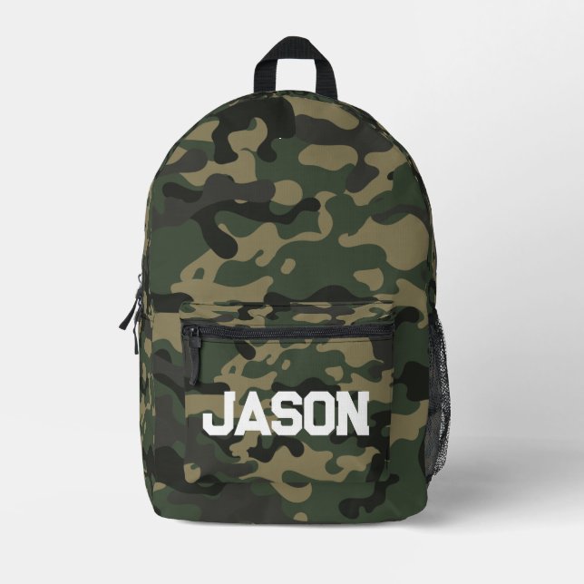 Camouflage Texture Individuelle Name Backpack Bedruckter Rucksack (Vorderseite)