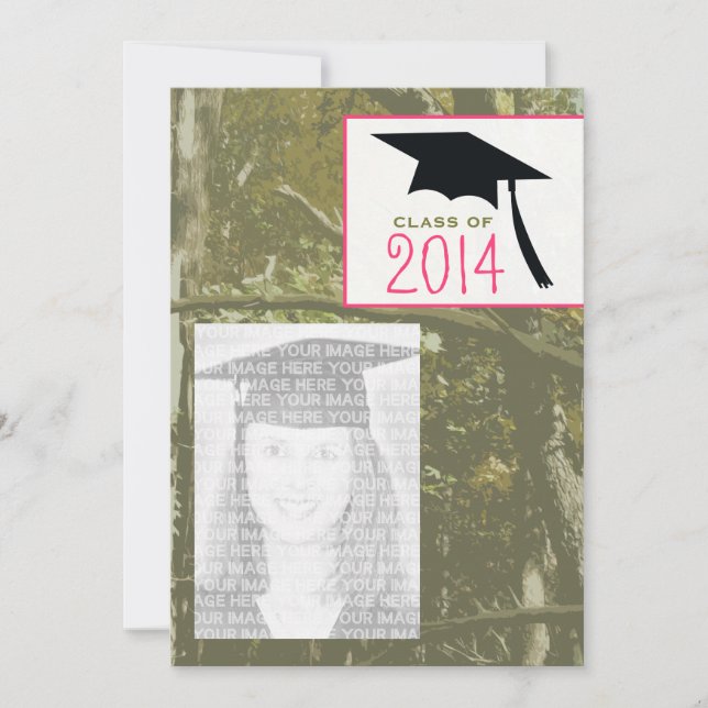 Camouflage u. rosa Klasse von Foto-Abschluss 2014 Einladung (Vorderseite)