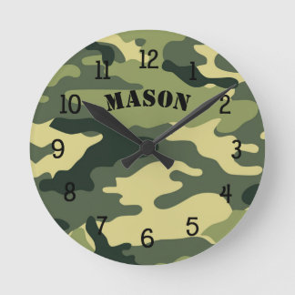 Camouflage Uhr mit Namen, Kinderzimmer-CAMOUFLAGE 