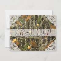 Camouflage und antike weiße Spitzen Hochzeit RSVP