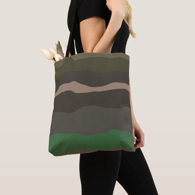 Camouflage und grüne abstrakte Streifen Tasche (Von Nahem)