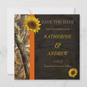 Camouflage und Sonnenblumen Save The Date