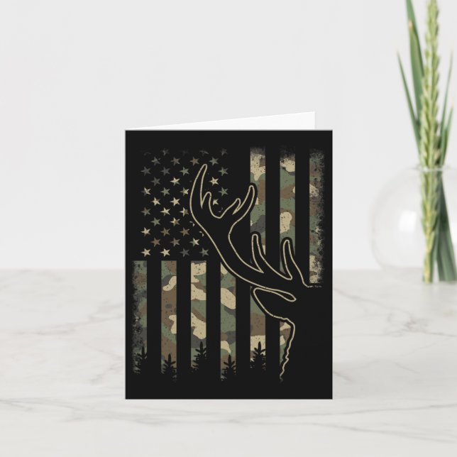 Camouflage Us Flag Elk Buck Camouflage Hirsche Jag Karte (Vorderseite)