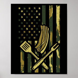 Camouflage US Flag Grillen Meat Grill Byrbecue Pat Poster