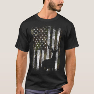 Camouflage Us Flag Hirschelch Buck Camoflage Jagd T-Shirt