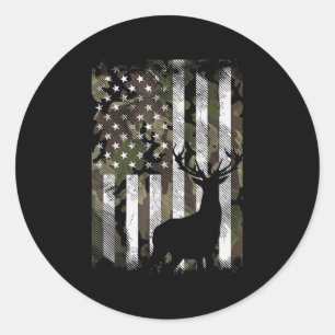 Camouflage US Flag Hirschelch Buck Camoflage Jagdj Runder Aufkleber